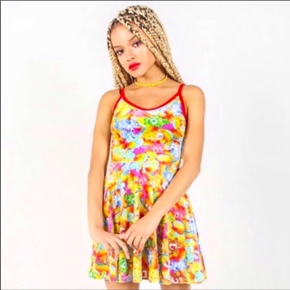 NEW! IRON FIST Lots A Rainbows Care Bears Skater Fit & Flare Mini Dress S Pride - Picture 3 of 16